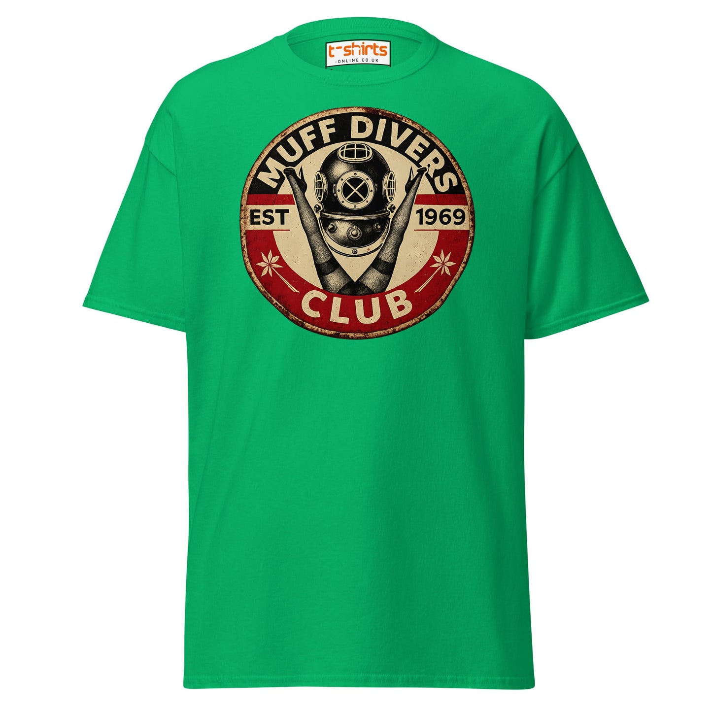 Muff Divers Club T-Shirt – Funny Retro Diver Tee - Irish Green - T-Shirts Online
