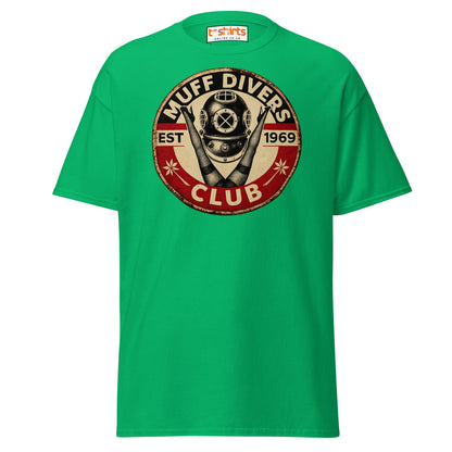 Muff Divers Club T-Shirt – Funny Retro Diver Tee - Irish Green - T-Shirts Online