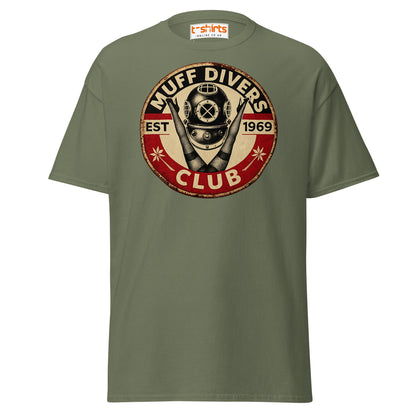 Muff Divers Club T-Shirt – Funny Retro Diver Tee - Military Green - T-Shirts Online