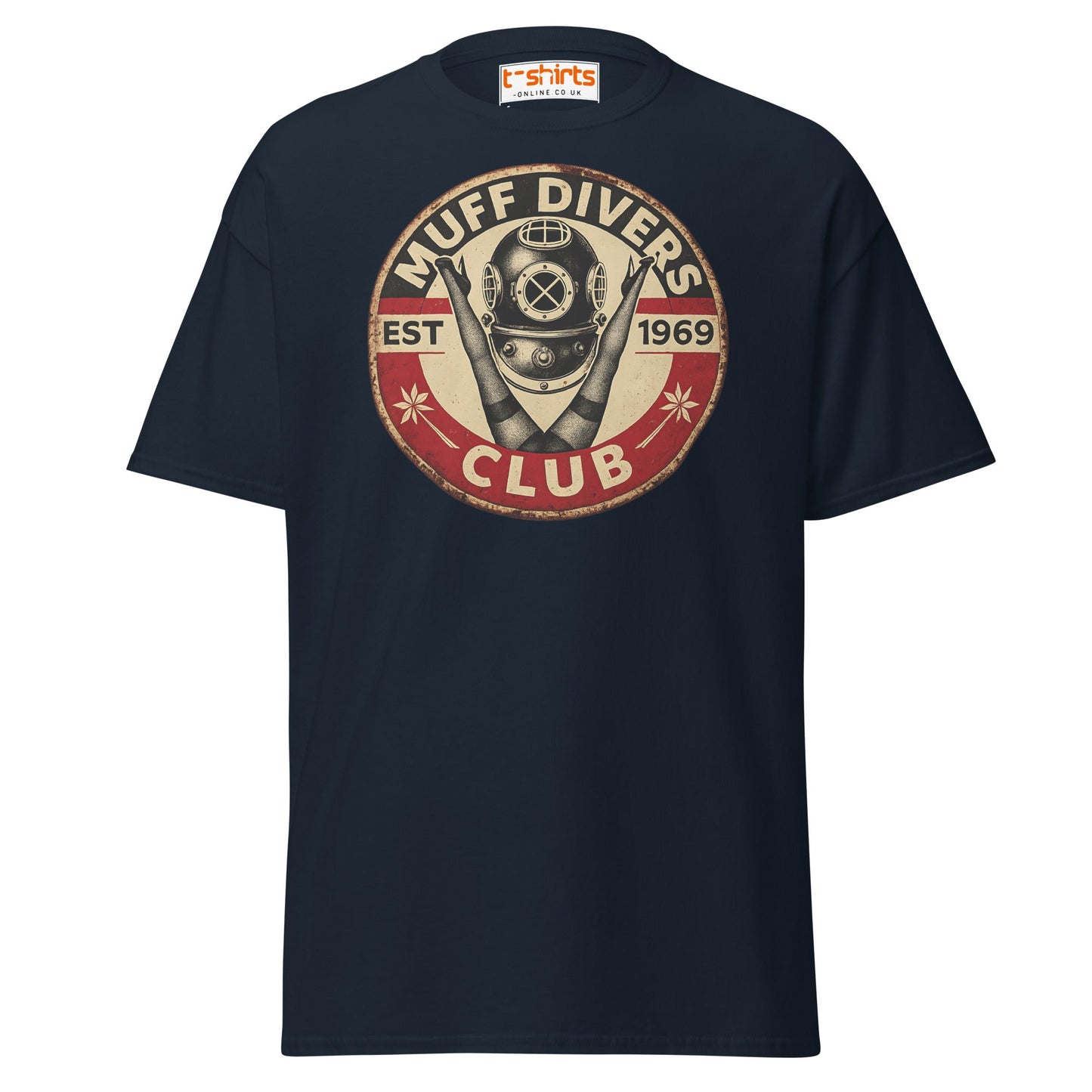 Muff Divers Club T-Shirt – Funny Retro Diver Tee - Navy - T-Shirts Online