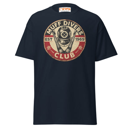Muff Divers Club T-Shirt – Funny Retro Diver Tee - Navy - T-Shirts Online