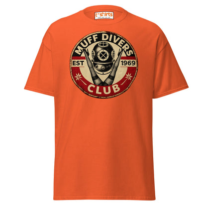 Muff Divers Club T-Shirt – Funny Retro Diver Tee - Orange - T-Shirts Online