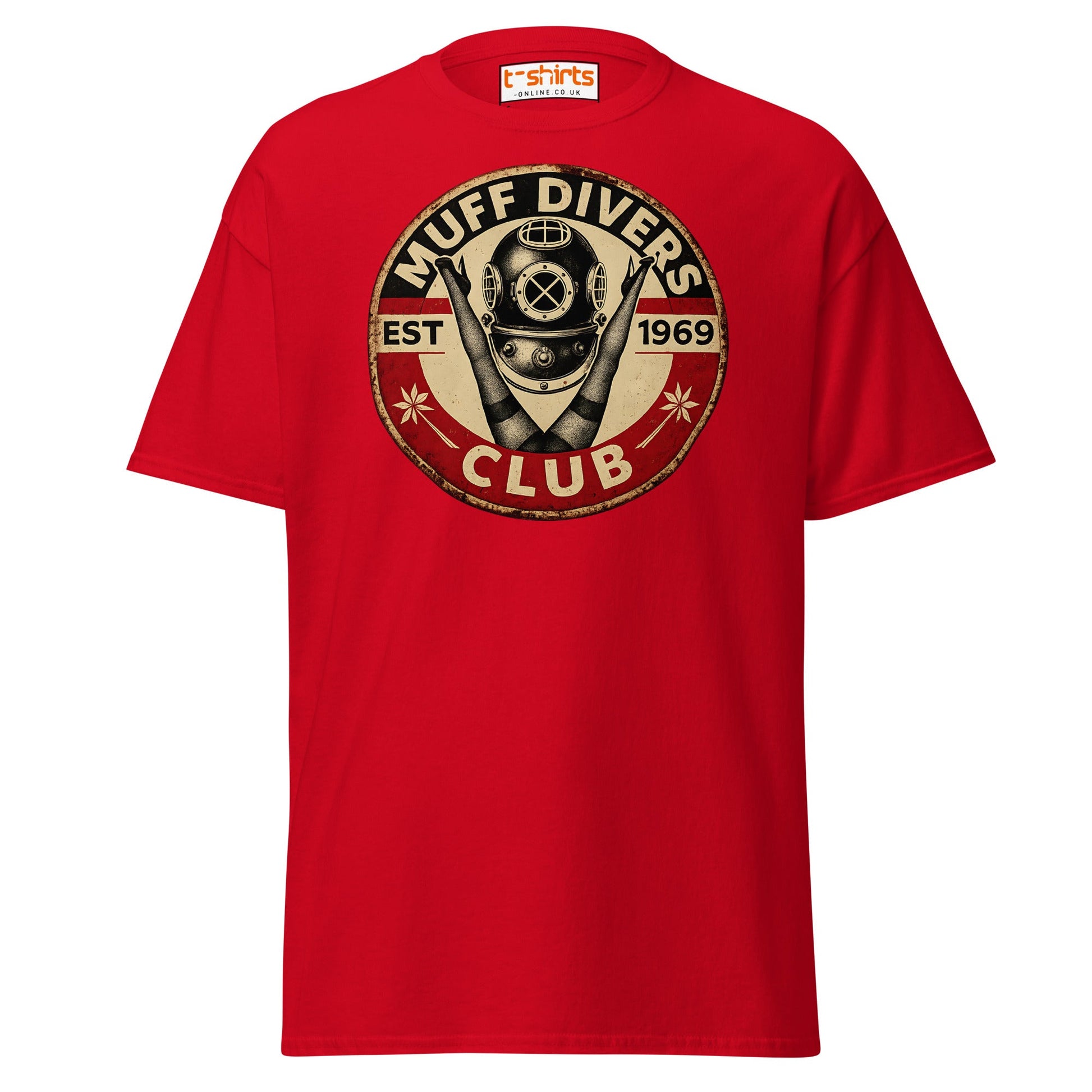 Muff Divers Club T-Shirt – Funny Retro Diver Tee - Red - T-Shirts Online