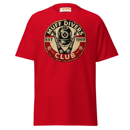 Muff Divers Club T-Shirt – Funny Retro Diver Tee - Red - T-Shirts Online