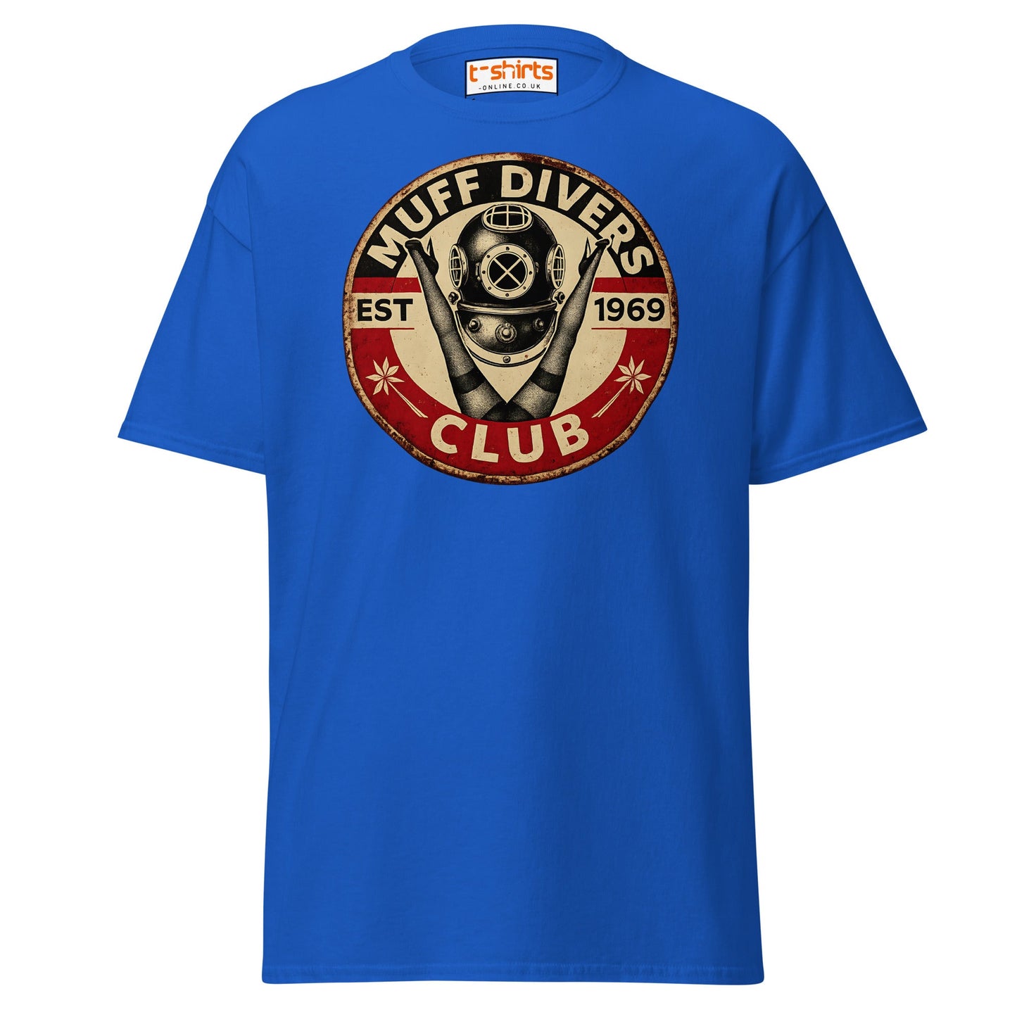 Muff Divers Club T-Shirt – Funny Retro Diver Tee - Royal - T-Shirts Online