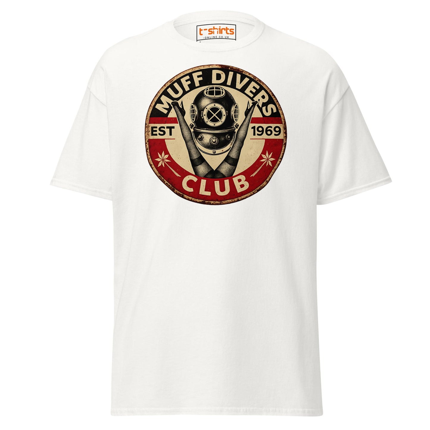 Muff Divers Club T-Shirt – Funny Retro Diver Tee - White - T-Shirts Online
