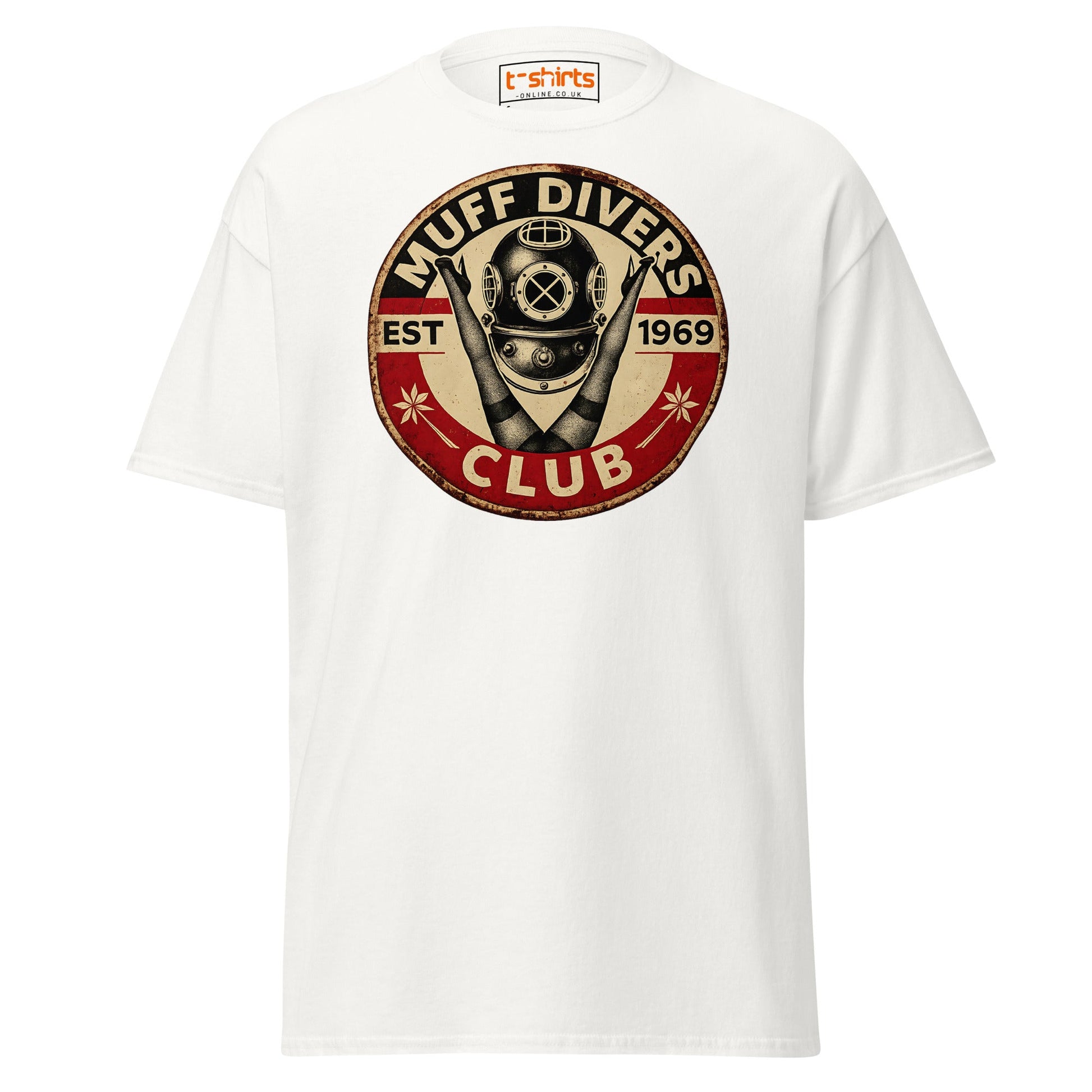 Muff Divers Club T-Shirt – Funny Retro Diver Tee - White - T-Shirts Online