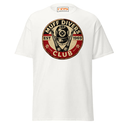 Muff Divers Club T-Shirt – Funny Retro Diver Tee - White - T-Shirts Online