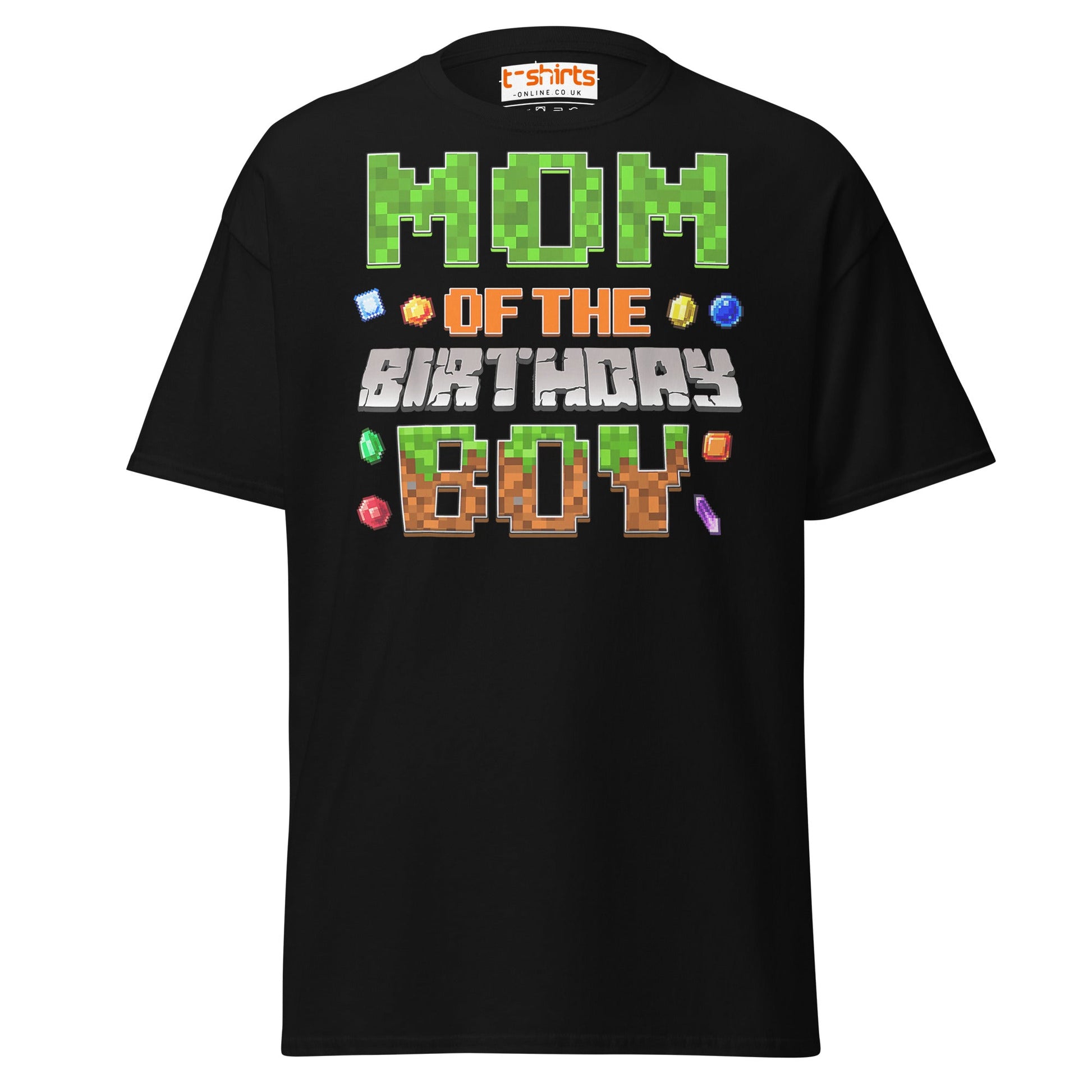 Mum of the Birthday Boy T-Shirt | Pixel Gamer Design - Black - T-Shirts Online