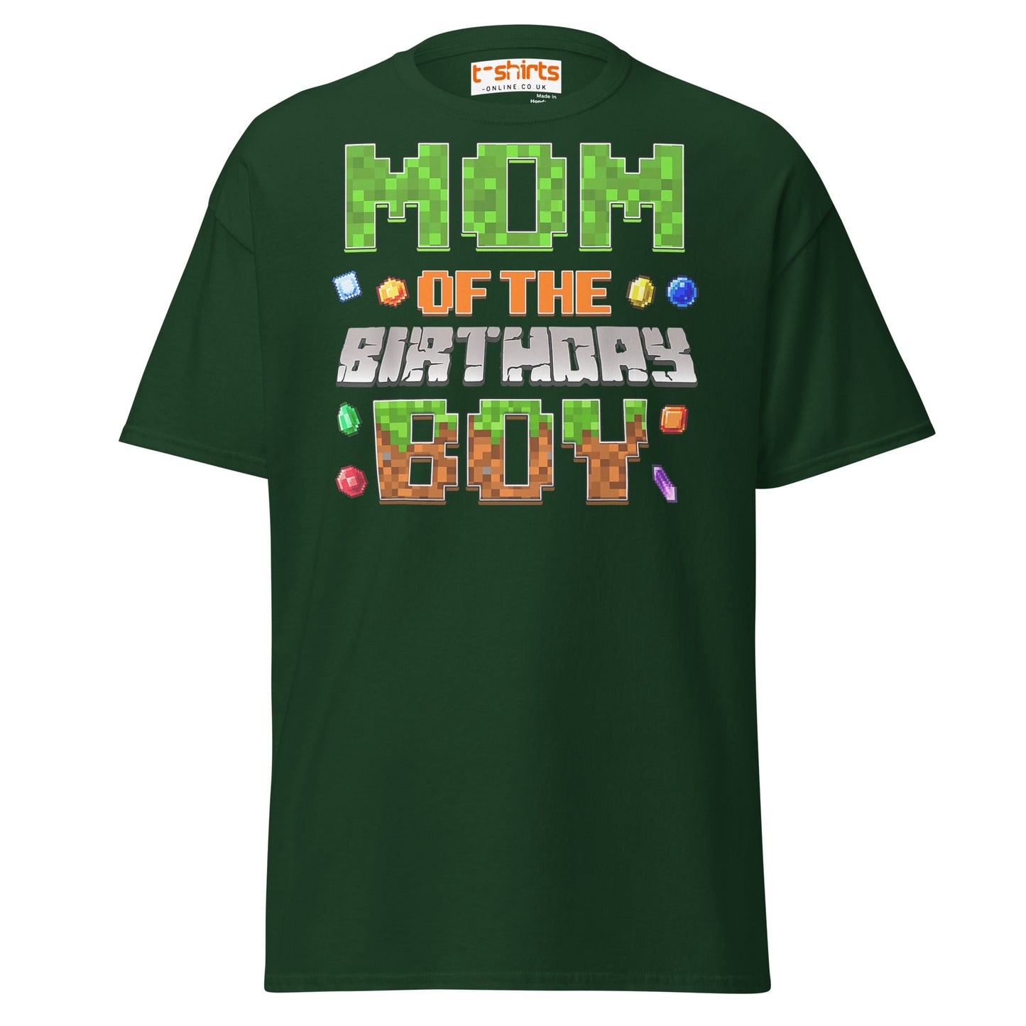 Mum of the Birthday Boy T-Shirt | Pixel Gamer Design - Forest Green - T-Shirts Online