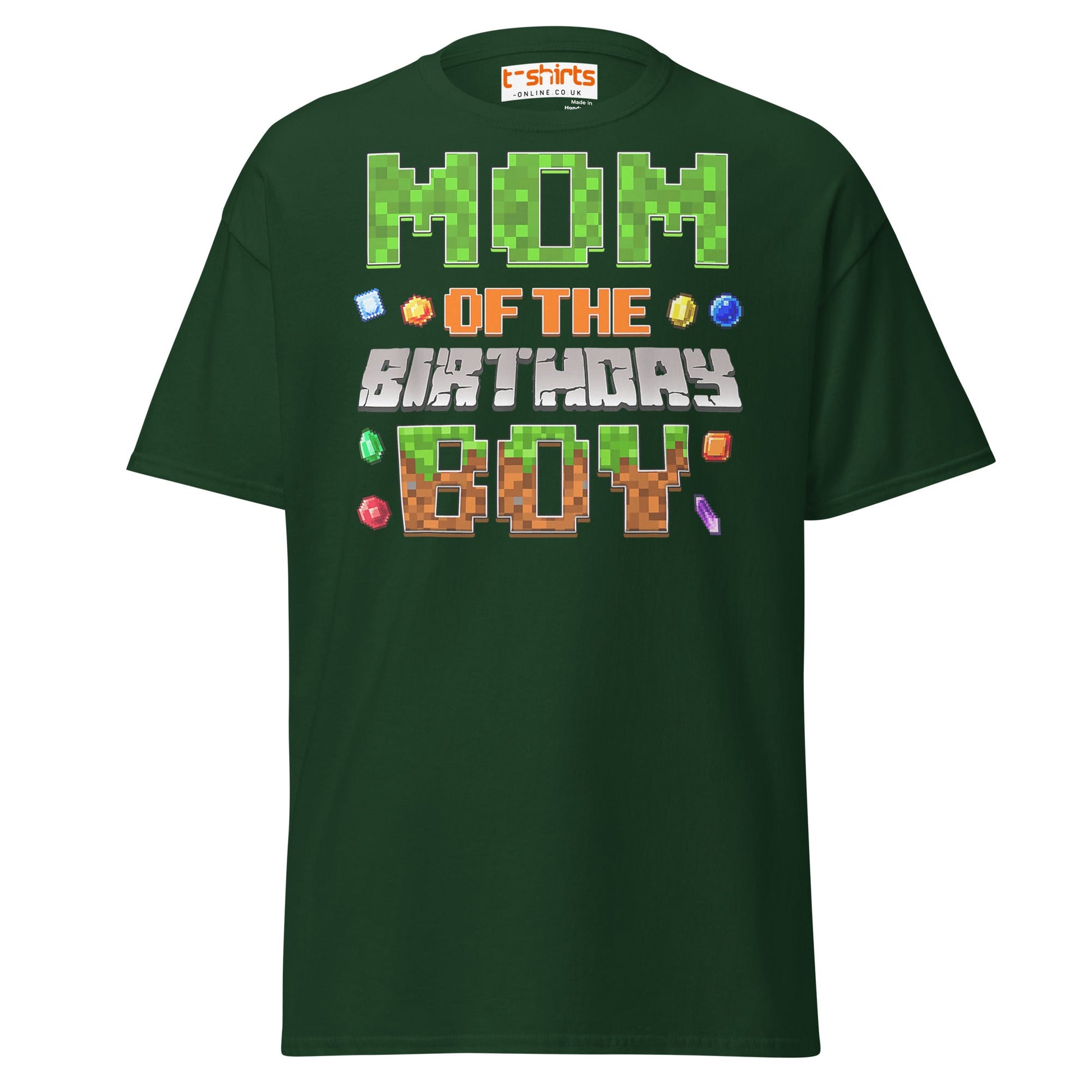 Mum of the Birthday Boy T-Shirt | Pixel Gamer Design - Forest Green - T-Shirts Online