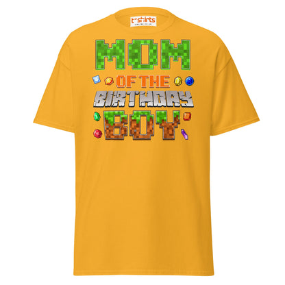 Mum of the Birthday Boy T-Shirt | Pixel Gamer Design - Gold - T-Shirts Online