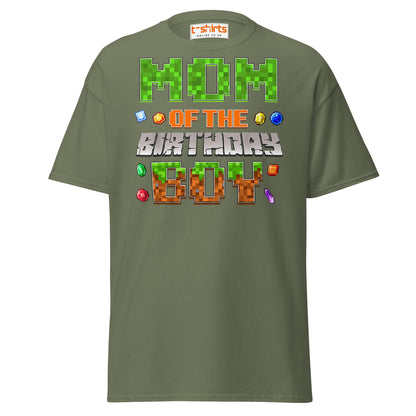 Mum of the Birthday Boy T-Shirt | Pixel Gamer Design - Military Green - T-Shirts Online