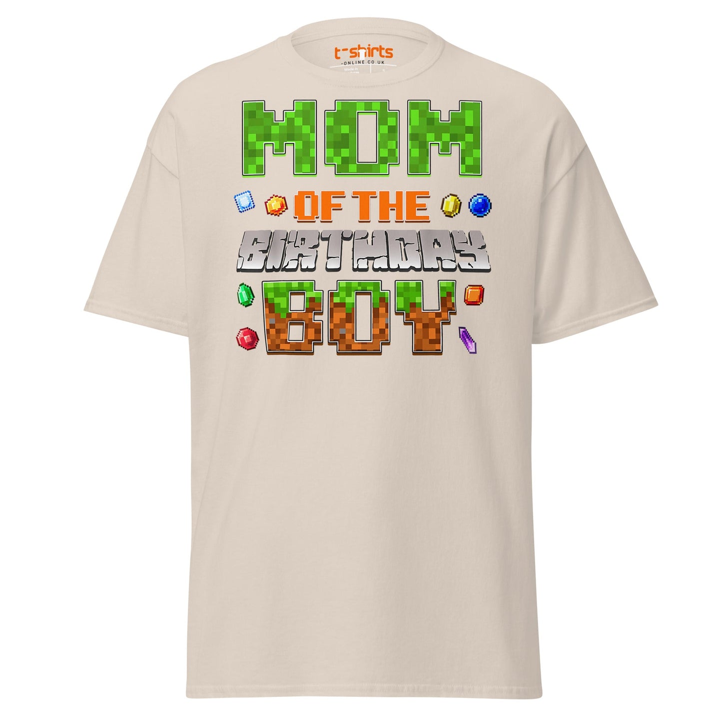 Mum of the Birthday Boy T-Shirt | Pixel Gamer Design - Natural - T-Shirts Online