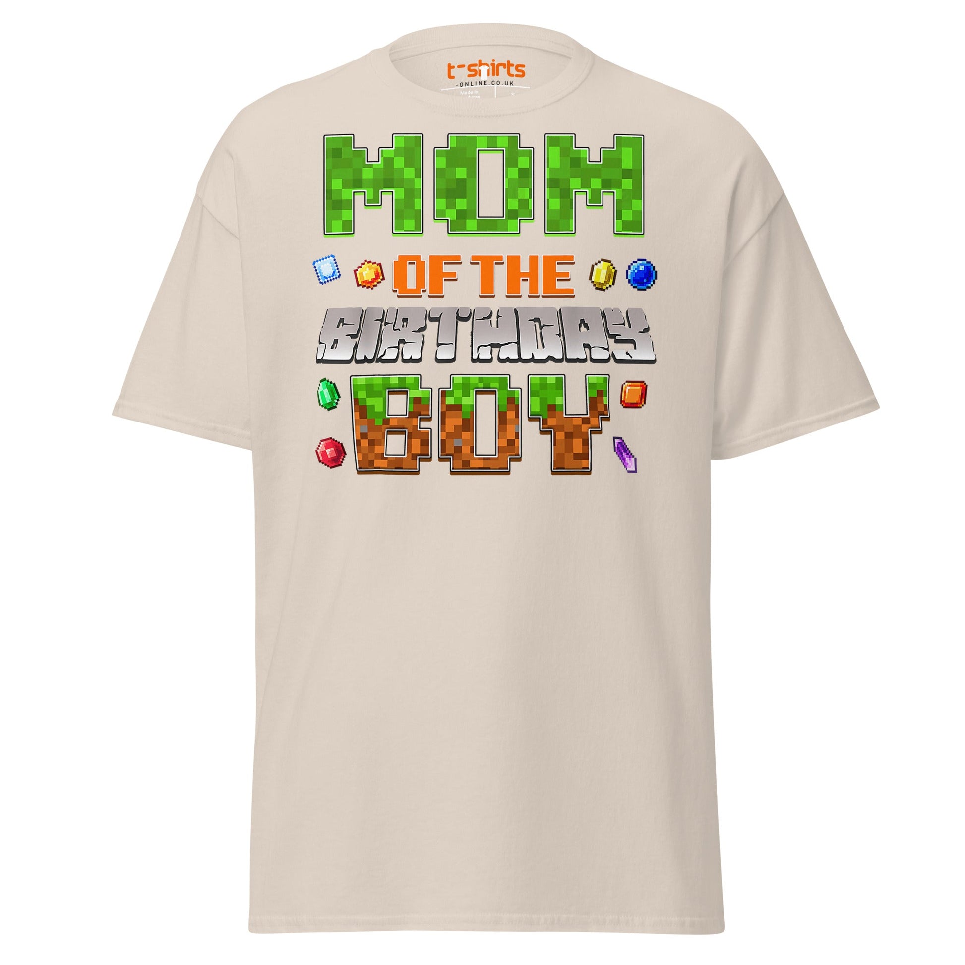 Mum of the Birthday Boy T-Shirt | Pixel Gamer Design - Natural - T-Shirts Online