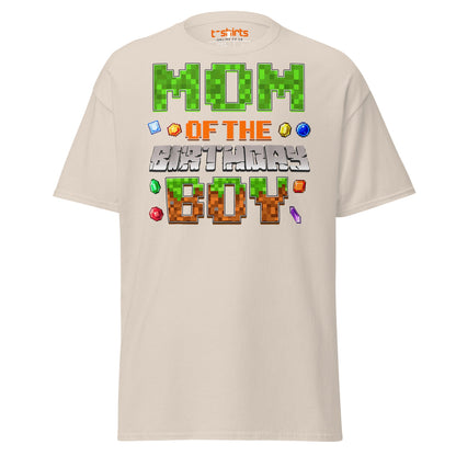 Mum of the Birthday Boy T-Shirt | Pixel Gamer Design - Natural - T-Shirts Online