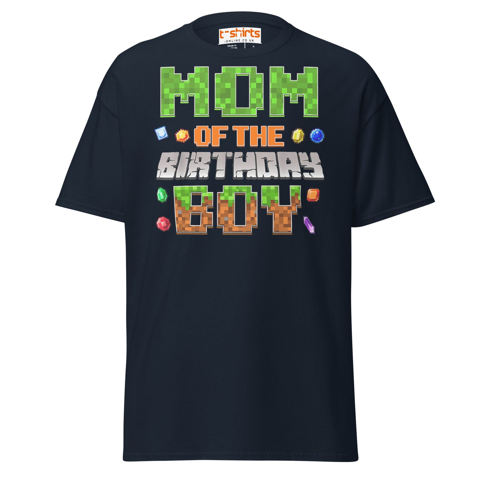 Mum of the Birthday Boy T-Shirt | Pixel Gamer Design - Navy - T-Shirts Online