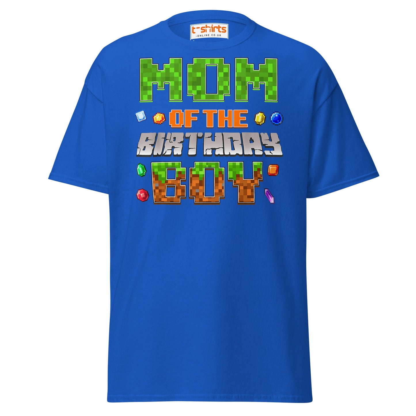 Mum of the Birthday Boy T-Shirt | Pixel Gamer Design - Royal - T-Shirts Online