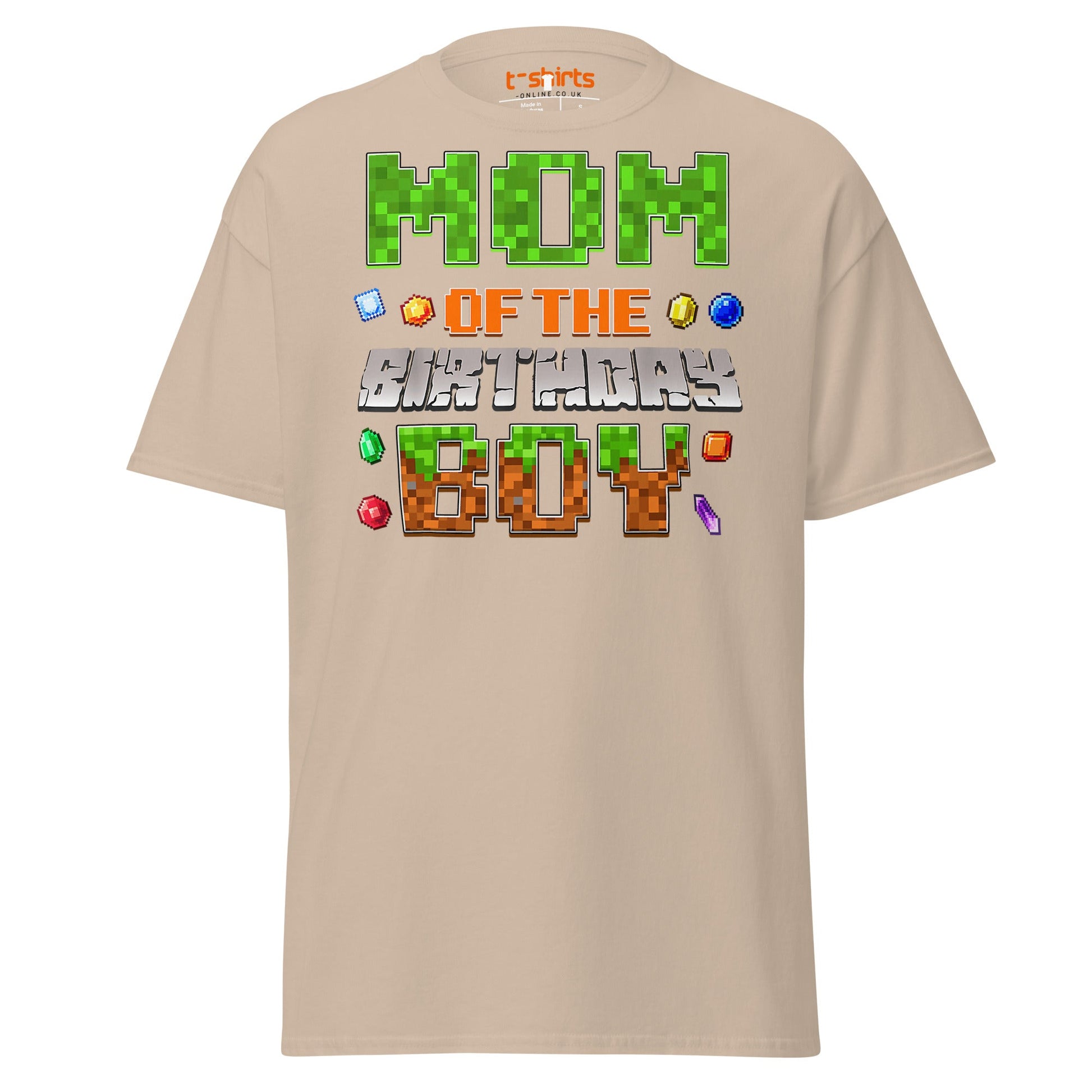 Mum of the Birthday Boy T-Shirt | Pixel Gamer Design - Sand - T-Shirts Online