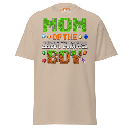 Mum of the Birthday Boy T-Shirt | Pixel Gamer Design - Sand - T-Shirts Online