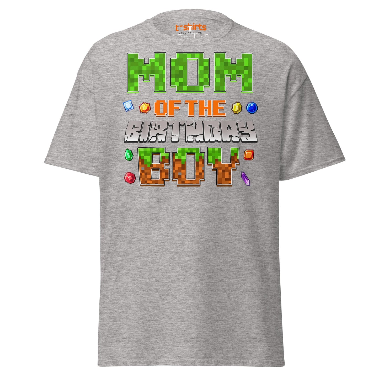Mum of the Birthday Boy T-Shirt | Pixel Gamer Design - Sport Grey - T-Shirts Online