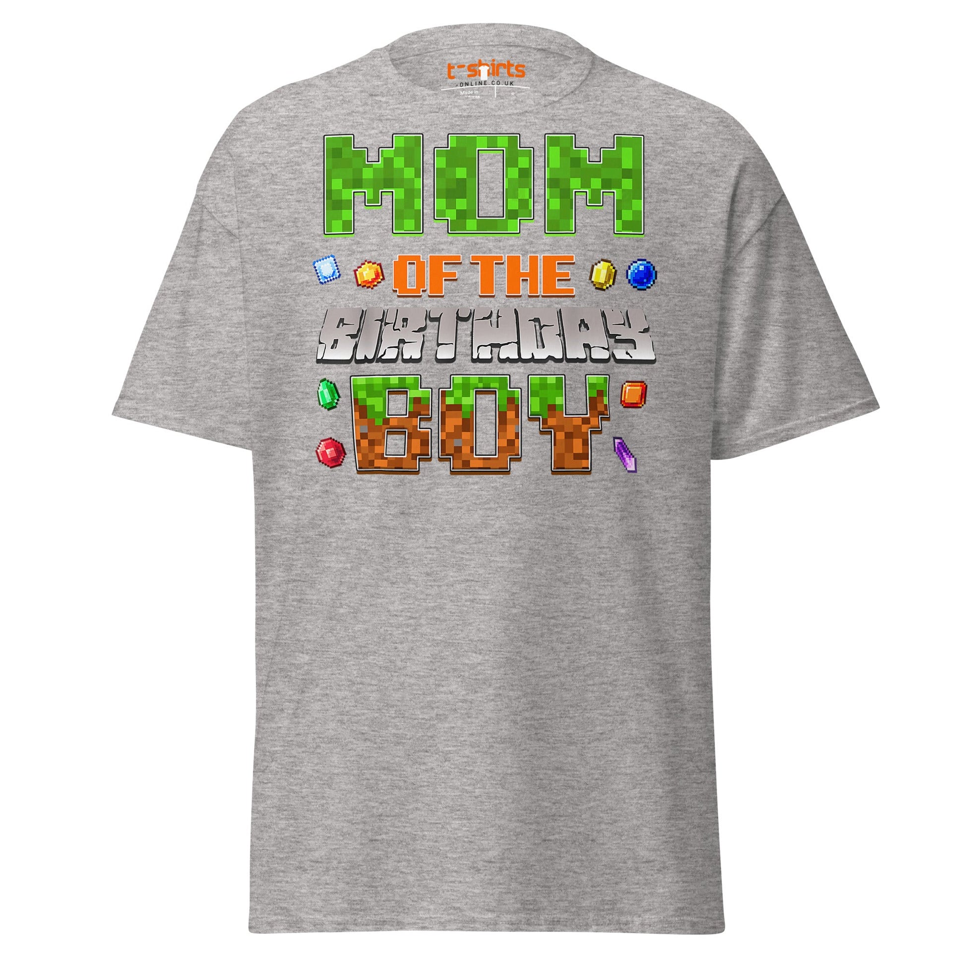 Mum of the Birthday Boy T-Shirt | Pixel Gamer Design - Sport Grey - T-Shirts Online