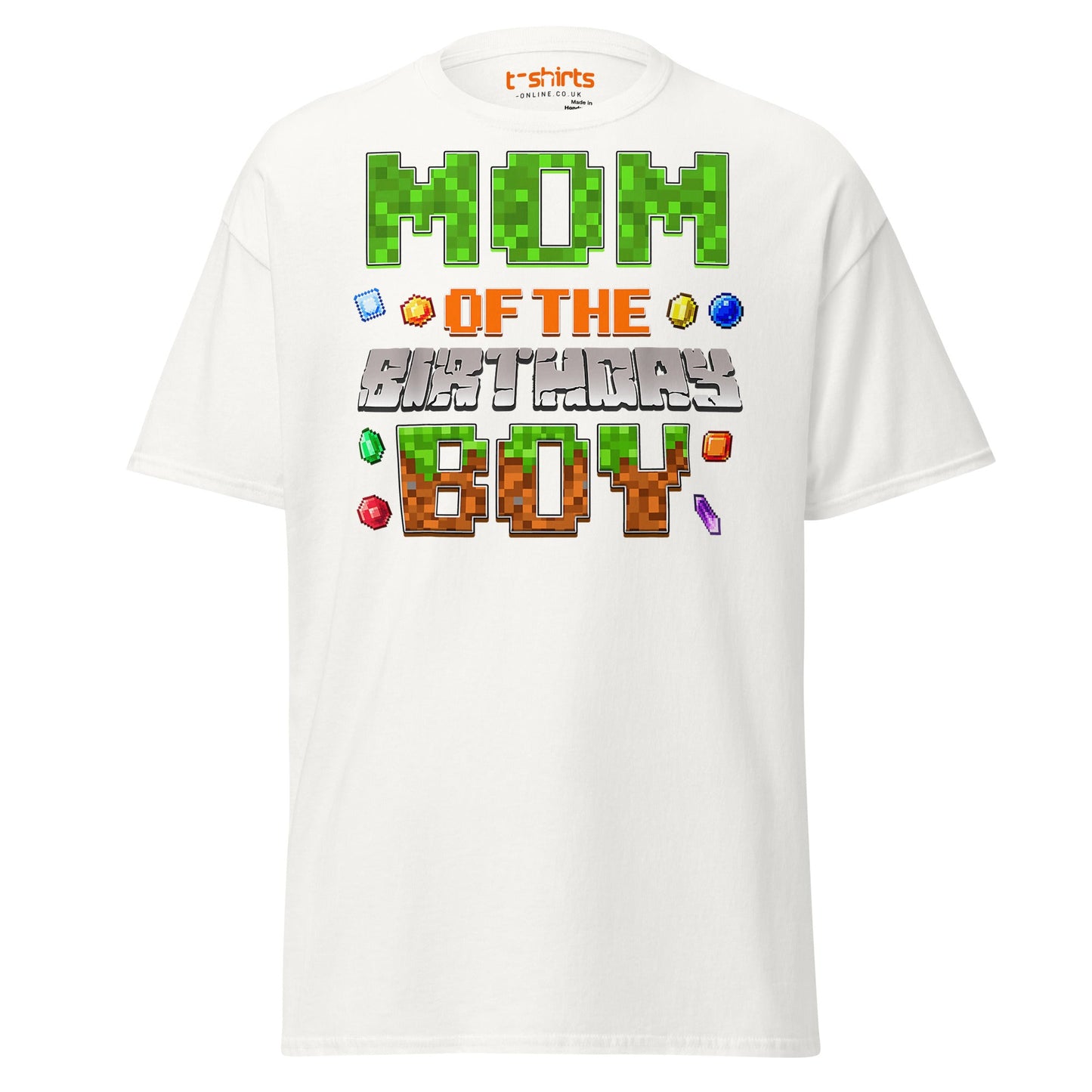 Mum of the Birthday Boy T-Shirt | Pixel Gamer Design - White - T-Shirts Online