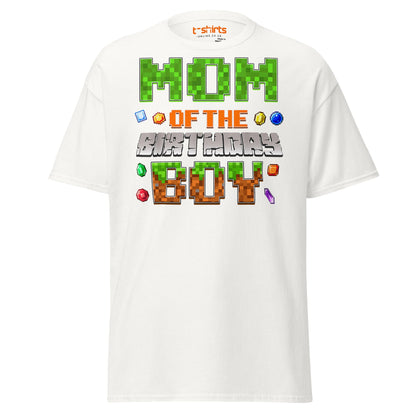 Mum of the Birthday Boy T-Shirt | Pixel Gamer Design - White - T-Shirts Online