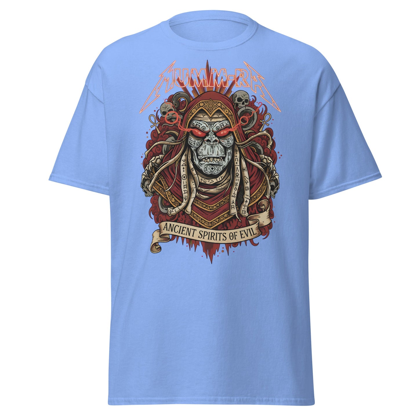 Mumm - Ra Ancient Spirits T-Shirt - ThunderCats Metal Tee - Carolina Blue - T-Shirts Online
