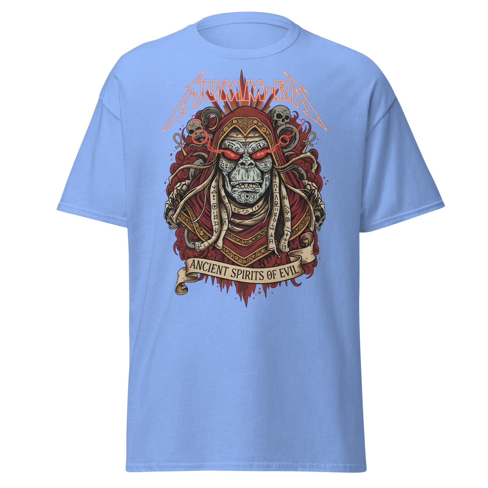 Mumm - Ra Ancient Spirits T-Shirt - ThunderCats Metal Tee - Carolina Blue - T-Shirts Online