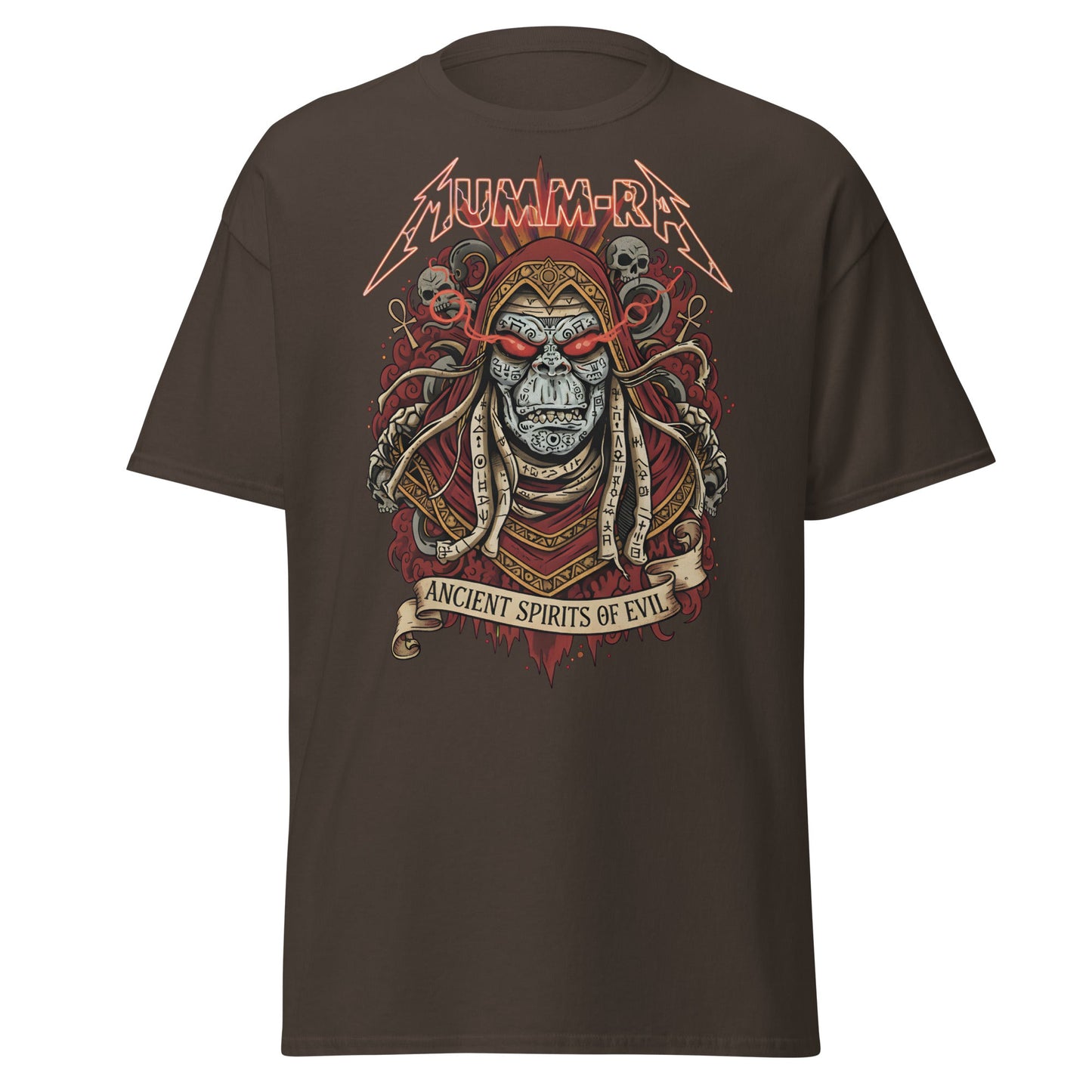 Mumm - Ra Ancient Spirits T-Shirt - ThunderCats Metal Tee - Dark Chocolate - T-Shirts Online