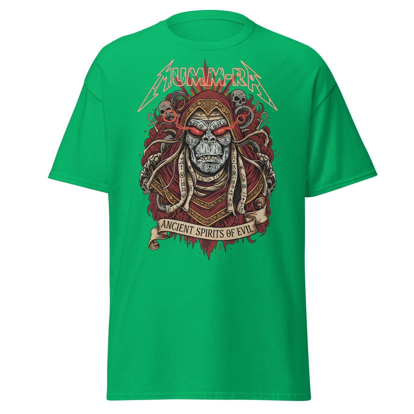 Mumm - Ra Ancient Spirits T-Shirt - ThunderCats Metal Tee - Irish Green - T-Shirts Online