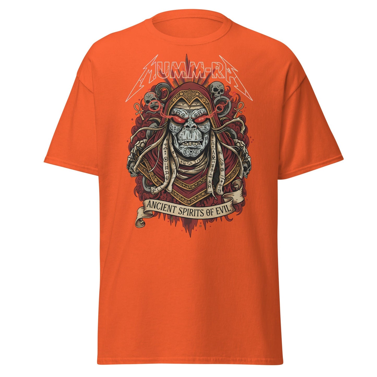 Mumm - Ra Ancient Spirits T-Shirt - ThunderCats Metal Tee - Orange - T-Shirts Online