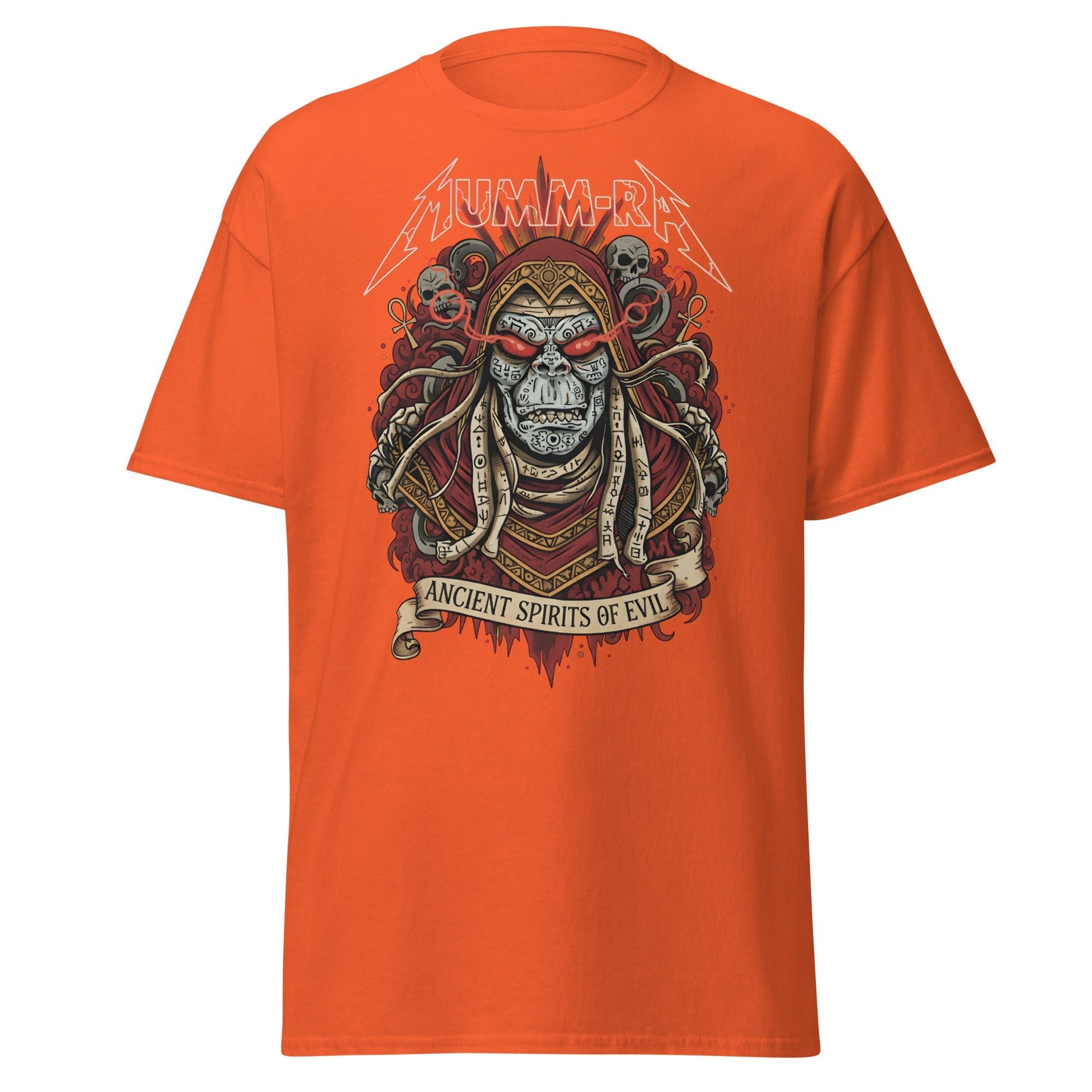 Mumm - Ra Ancient Spirits T-Shirt - ThunderCats Metal Tee - Orange - T-Shirts Online