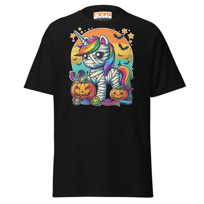 Mummy Unicorn T-Shirt | Cute Halloween Rainbow Tee - Black - T-Shirts Online
