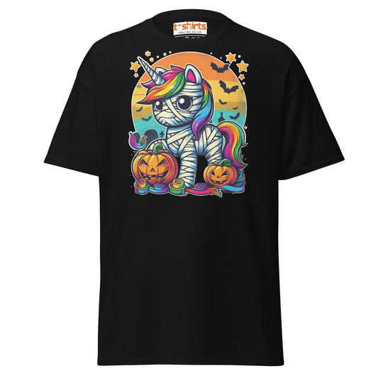 Mummy Unicorn T-Shirt | Cute Halloween Rainbow Tee - Black - T-Shirts Online