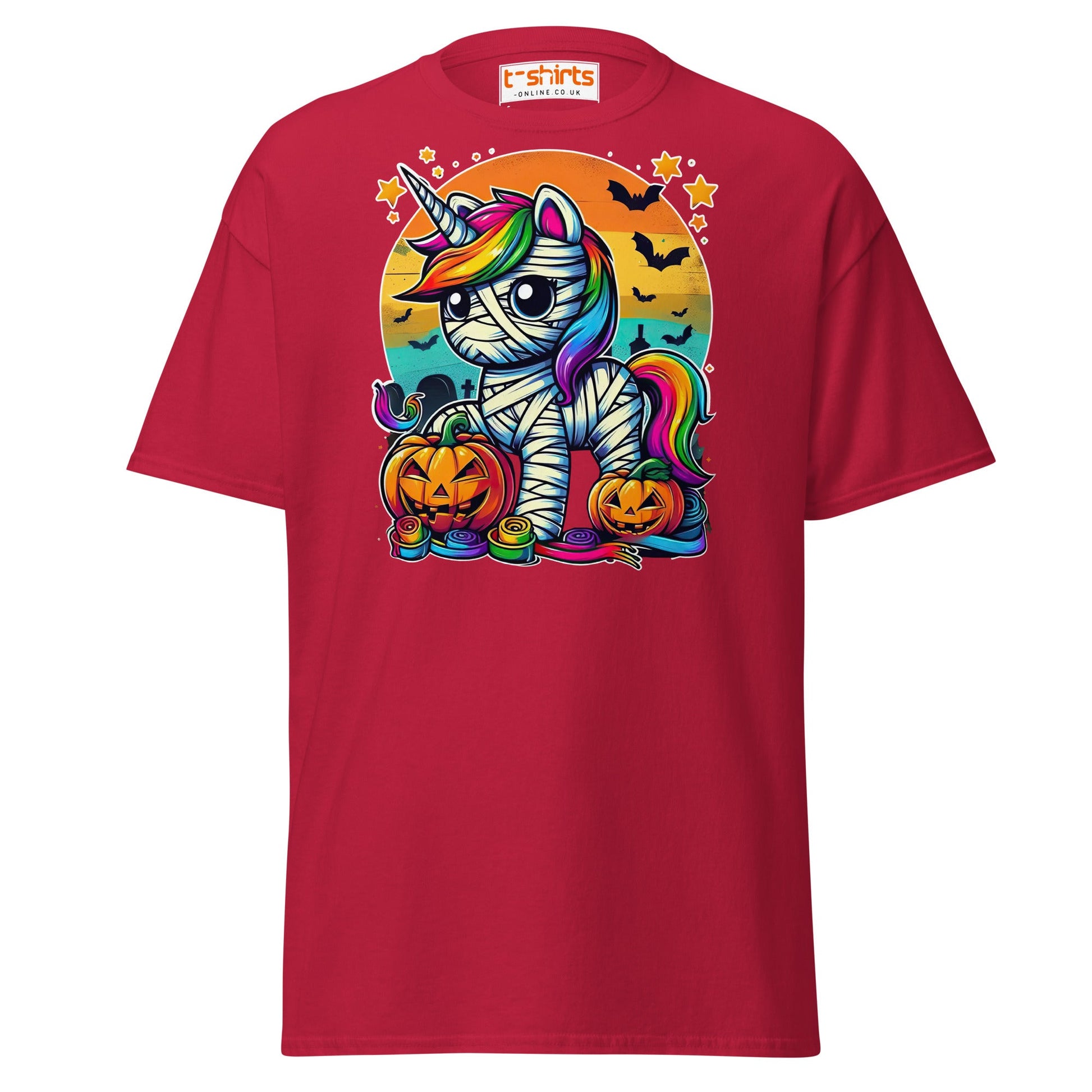 Mummy Unicorn T-Shirt | Cute Halloween Rainbow Tee - Cardinal - T-Shirts Online