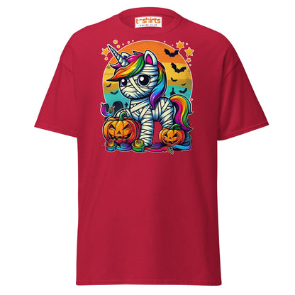Mummy Unicorn T-Shirt | Cute Halloween Rainbow Tee - Cardinal - T-Shirts Online