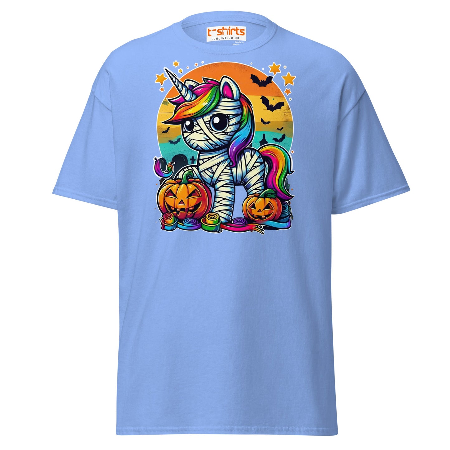 Mummy Unicorn T-Shirt | Cute Halloween Rainbow Tee - Carolina Blue - T-Shirts Online