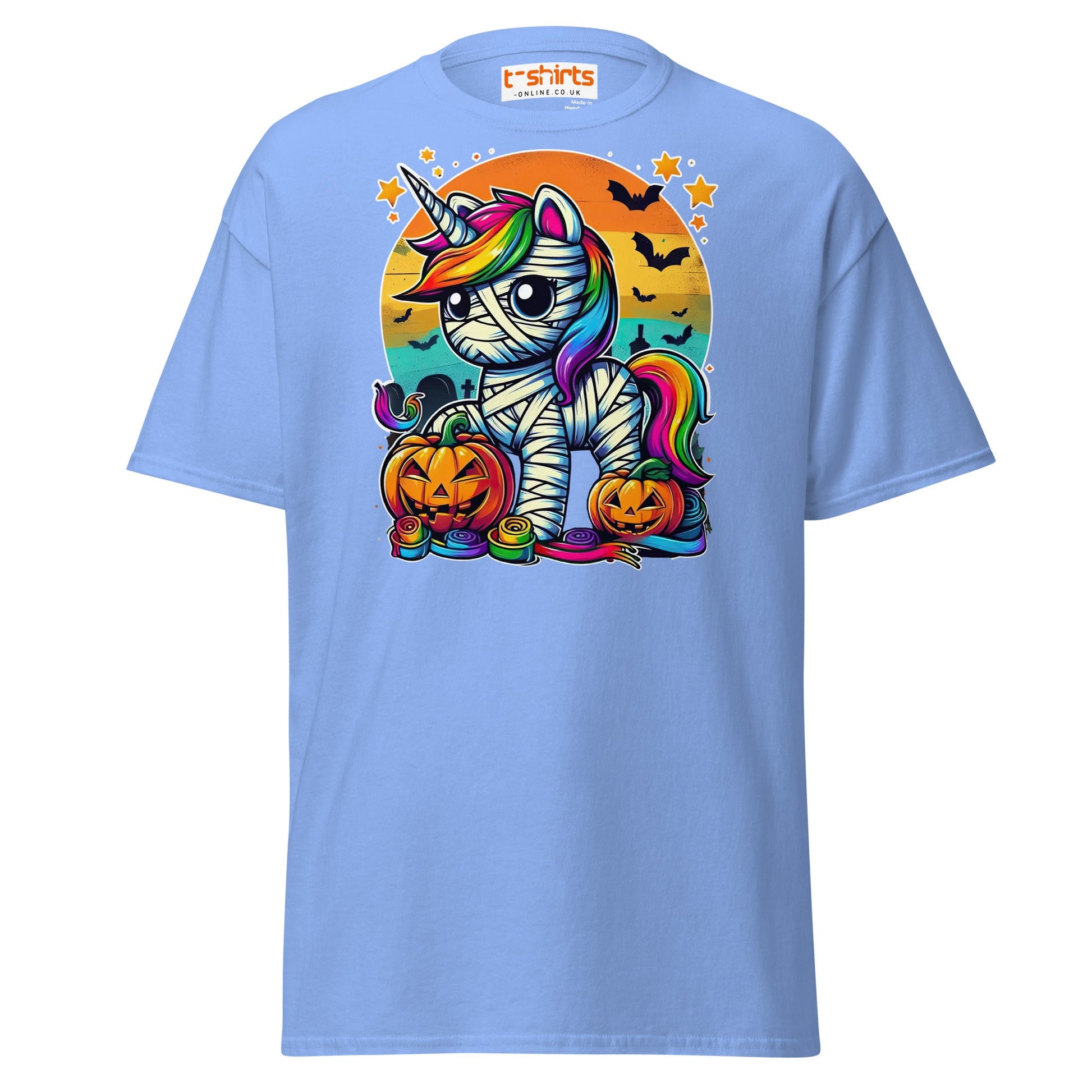 Mummy Unicorn T-Shirt | Cute Halloween Rainbow Tee - Carolina Blue - T-Shirts Online