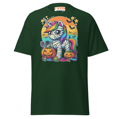Mummy Unicorn T-Shirt | Cute Halloween Rainbow Tee - Forest Green - T-Shirts Online