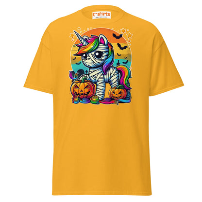 Mummy Unicorn T-Shirt | Cute Halloween Rainbow Tee - Gold - T-Shirts Online