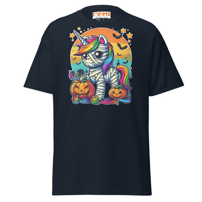 Mummy Unicorn T-Shirt | Cute Halloween Rainbow Tee - Navy - T-Shirts Online