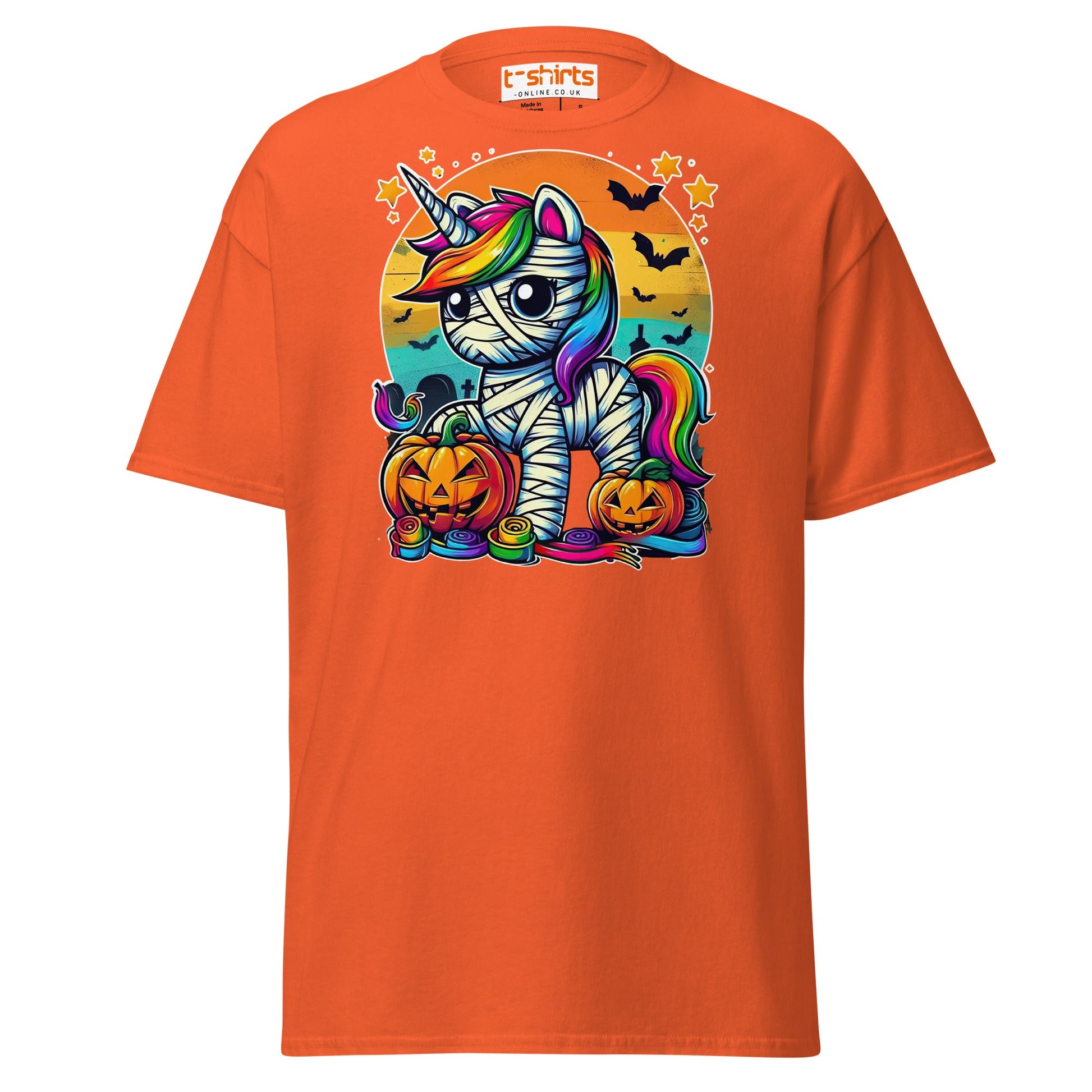 Mummy Unicorn T-Shirt | Cute Halloween Rainbow Tee - Orange - T-Shirts Online