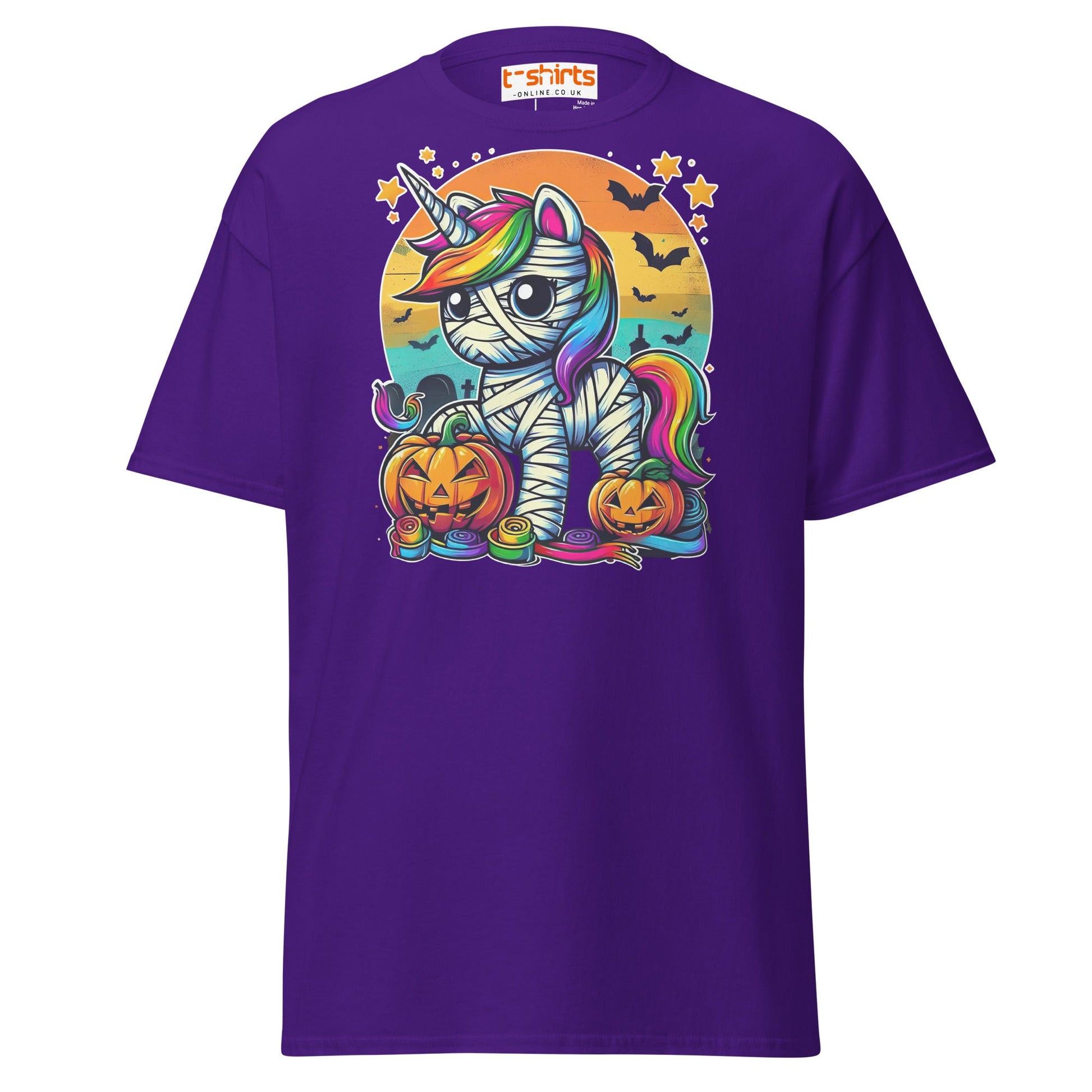 Mummy Unicorn T-Shirt | Cute Halloween Rainbow Tee - Purple - T-Shirts Online