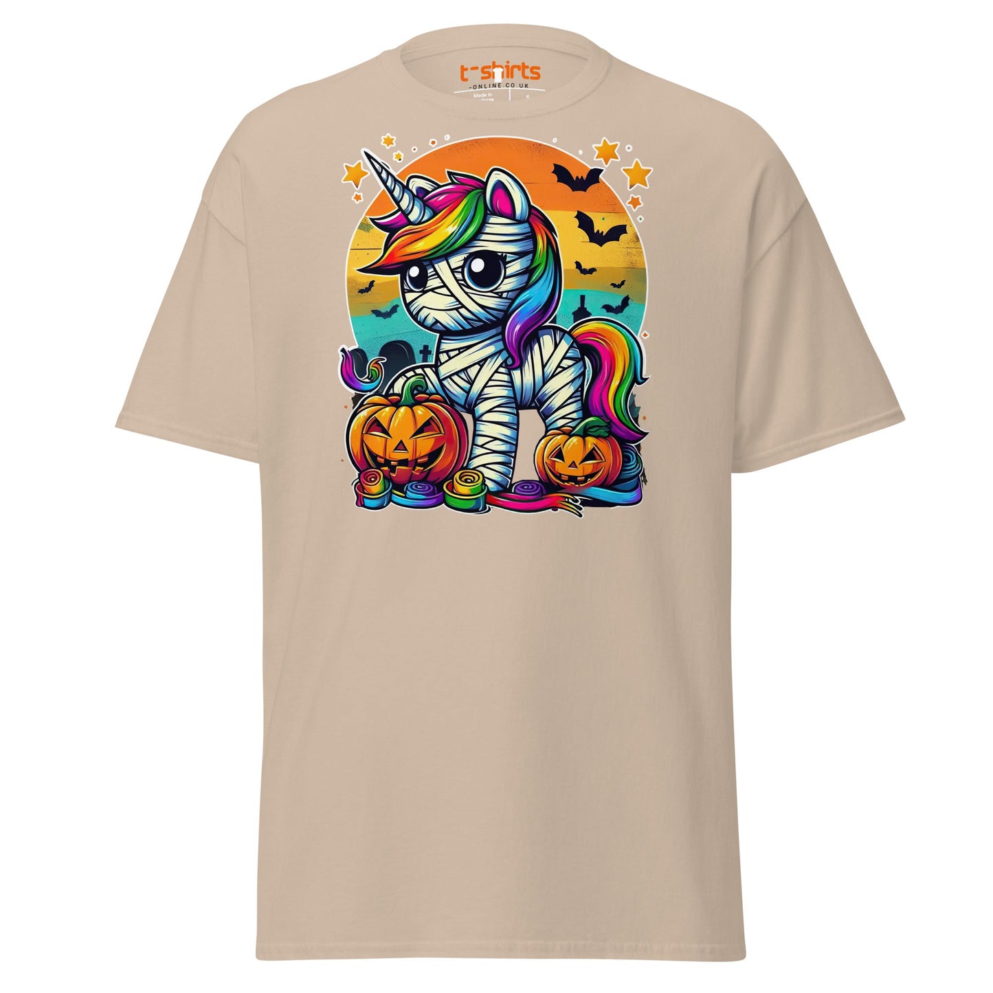 Mummy Unicorn T-Shirt | Cute Halloween Rainbow Tee - Sand - T-Shirts Online