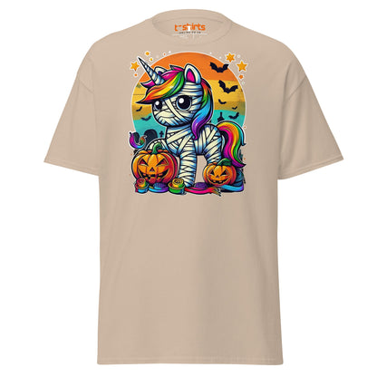 Mummy Unicorn T-Shirt | Cute Halloween Rainbow Tee - Sand - T-Shirts Online