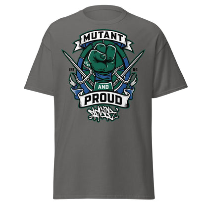 Mutant and Proud T-Shirt - Ninja Turtle Inspired Graphic Tee - Charcoal - T-Shirts Online