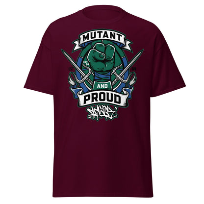 Mutant and Proud T-Shirt - Ninja Turtle Inspired Graphic Tee - Maroon - T-Shirts Online