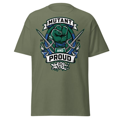 Mutant and Proud T-Shirt - Ninja Turtle Inspired Graphic Tee - Military Green - T-Shirts Online